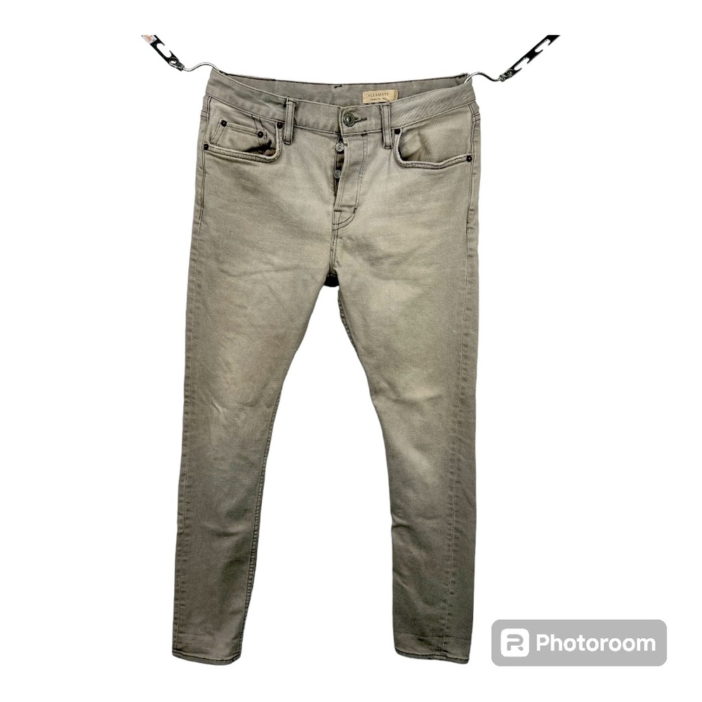 AllSaints Mens Jeans 32x30  Grey Straight Leg Button Fly Stretch